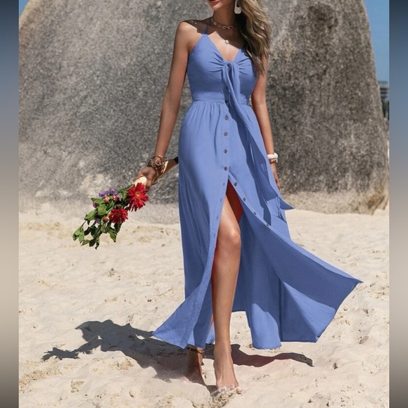 Boho tie front halter maxi dress - Picture 6 of 6